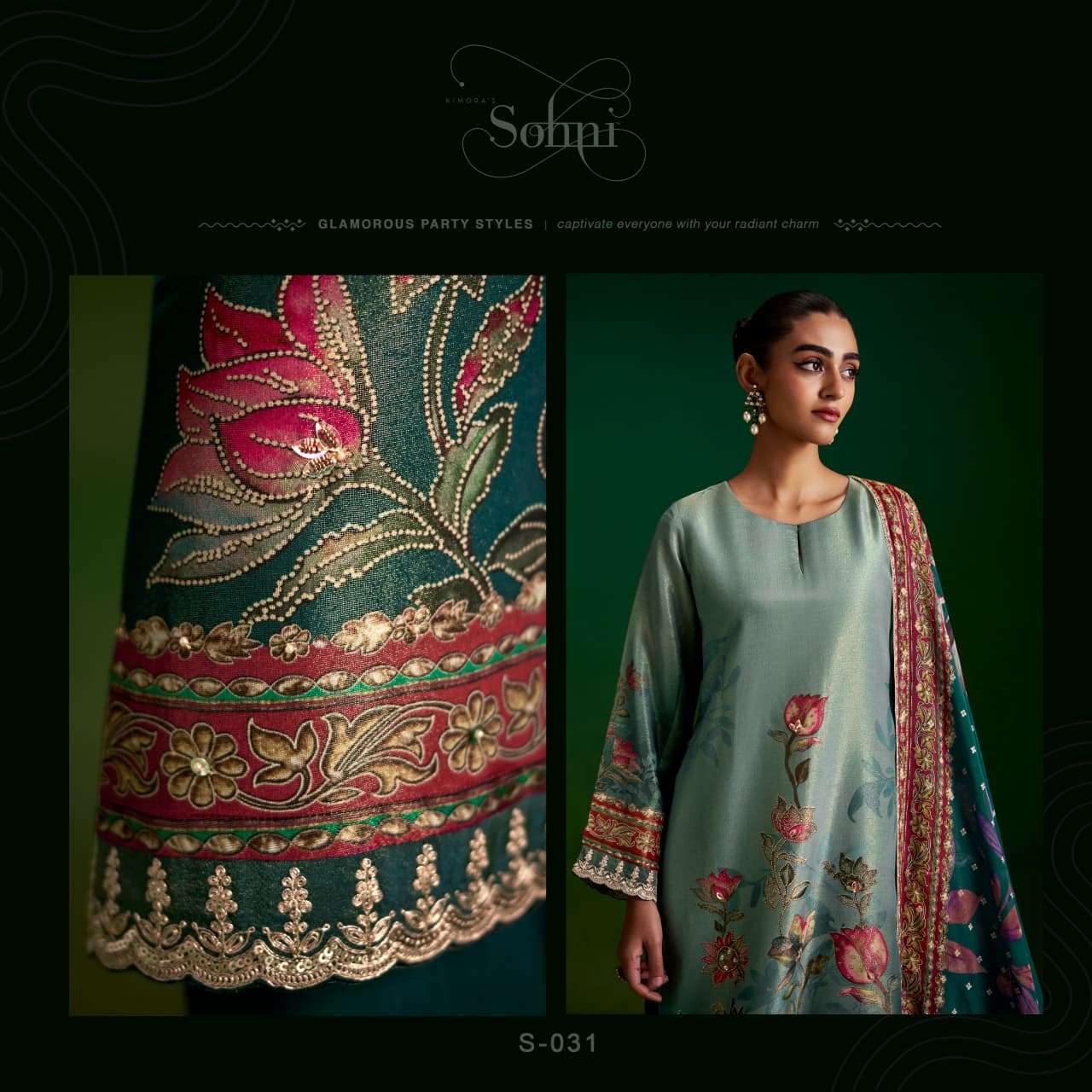 SOHNI SUFI VOL 100 RICH TYPE LIGHT DESIGN SALWAR SUIT UNSTITCH EXPORT